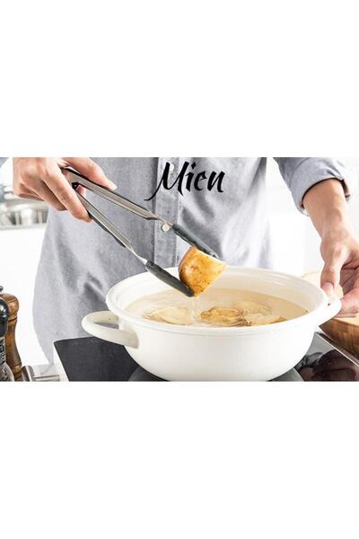 MİEN Mien Metal Handle Silicone Tongs Black