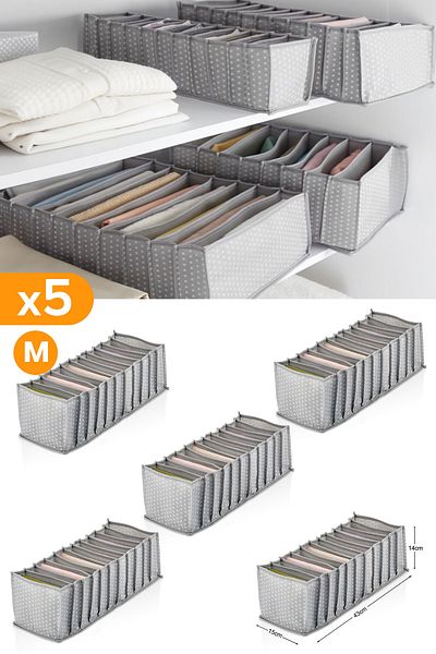 Serstil 5 kusů - 11 přihrádek Šedý organizér do zásuvek - střední