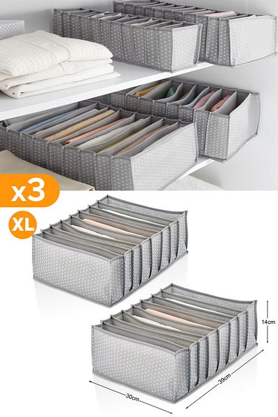 Serstil 2 Pieces - 8 Compartments Gray Spotted Drawer Organizer - Xlarge