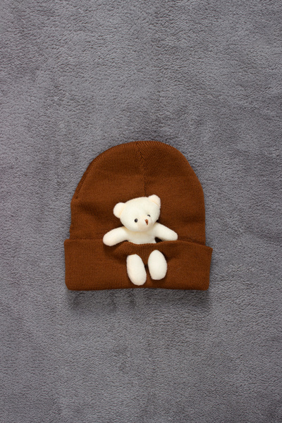 ADABEBEK Трикотажна дитяча шапка з аксесуарами у вигляді ведмедика