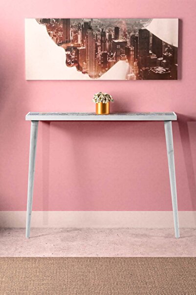 Resmo Esperanza Dresuar Beyaz 92x20CM Doğal Masif Ayaklı Raf Salon Mutfak Antre Hol Koridor