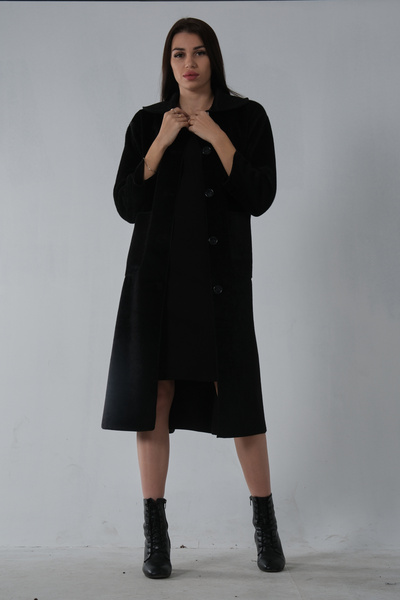 Feminist Bebe Yaka Çift Cepli Kaban Siyah 31050686