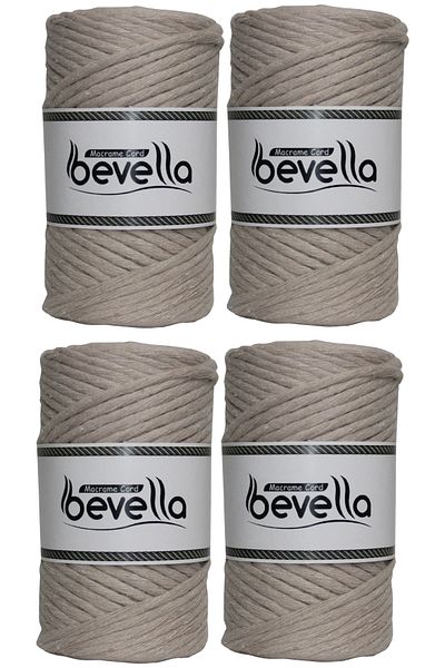 Bevella Macrame Cord Taranan Macrame String Single Twist Scannable 3 mm String Cotton Macrame Strings 1 kg (4X250 gr)