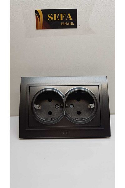 ELBİ DOUBLE RECESSED OUTLET ELBİ BRAND SMOKED COLOR