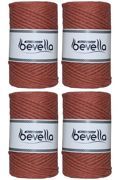 Bevella Macrame Cord Σχοινί Taranan Macrame Single Twist Can Comb Σχοινί 3 mm Βαμβακερά νήματα Macrame 1 kg (4X250 gr)
