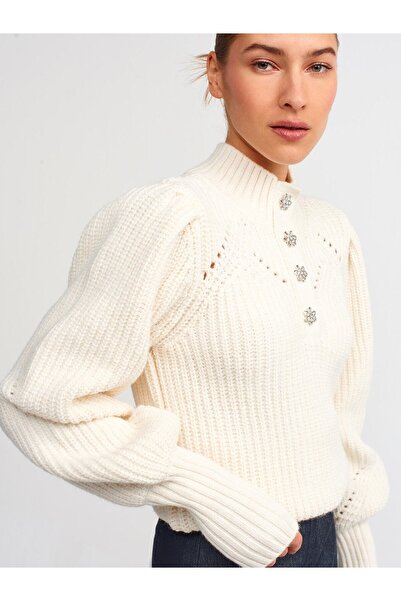 My love butik Half Turtleneck Balloon Sleeve Sweater-ecru