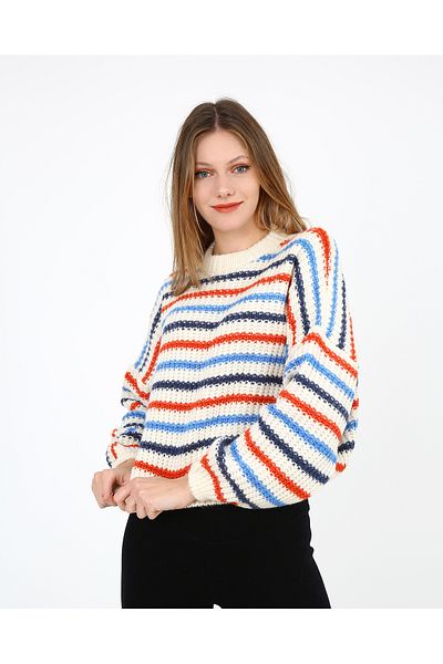 SARİTA MODA Pulover de damă Crop cu model dungi