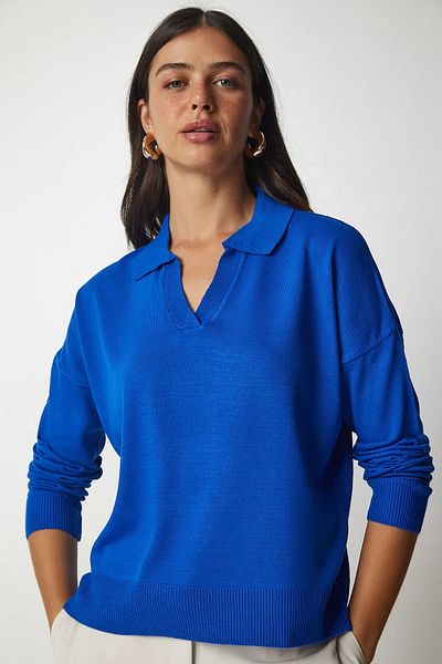 BEŞİR GİYİM Γυναικείο Πλεκτό Πουλόβερ Saks Blue Polo Neck Basic