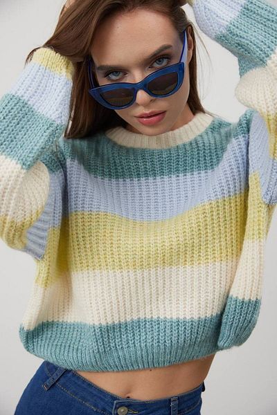 My love butik Rainbow Balloon Sleeve Sweater