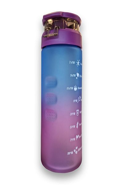 HELP STEPS Motivated Leakproof Glass Water Bottle - Motivational Water Bottle - With Handle
