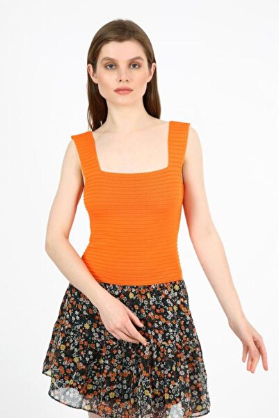 SARİTA MODA Square Neck Stripe Pattern Women's Knitwear Undershirt