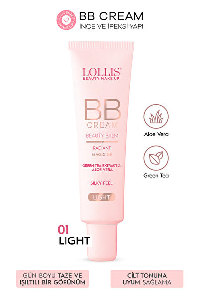 Lollis BB Cream 01 Light/Açık Ton Nemlendirici Etkili Doğal Kapatıcı , Aloe Vera, Green Tea Extract 35ml