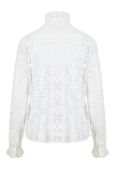 By Mare Style Becca New2 Queen Collar Transparent Geometric Pattern White Embroidery Shirt