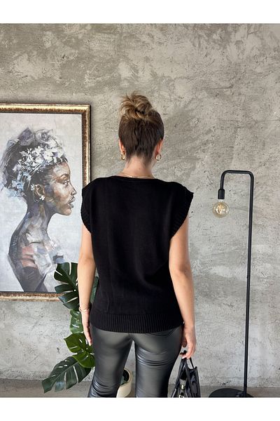 KNİTİCAL TEKSTİL Knitical Textile Women's Soft Textured Square Collar Knitwear Sweater - Vest