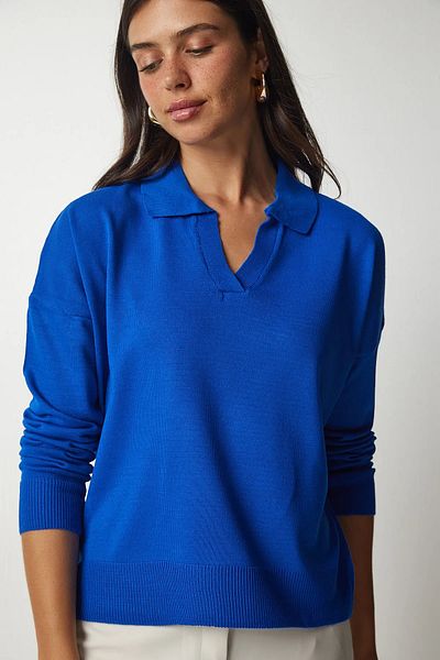 BEŞİR GİYİM Γυναικείο Πλεκτό Πουλόβερ Saks Blue Polo Neck Basic