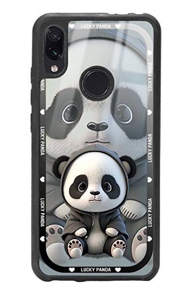 Spoyi Xiaomi Redmi Note 7 White lucky panda Tasarımlı Glossy Telefon Kılıfı