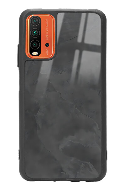 Spoyi Xiaomi Redmi 9T Gri Mermer Tasarımlı Glossy Telefon Kılıfı