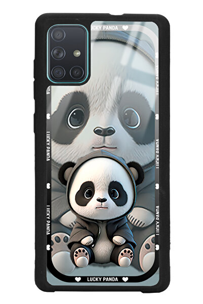 Spoyi Samsung A71 White lucky panda Tasarımlı Glossy Telefon Kılıfı