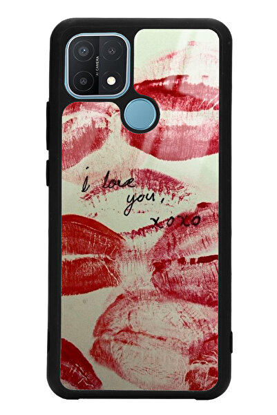 Spoyi Oppo A15s I Love You Tasarımlı Glossy Telefon Kılıfı