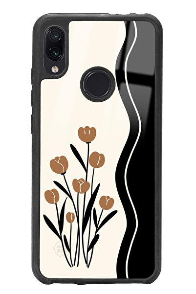 Spoyi Xiaomi Redmi Note 7 Çiçek Motif Tasarımlı Glossy Telefon Kılıfı