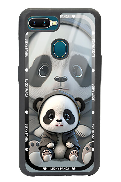Spoyi Oppo A5s - AX7 White lucky panda Tasarımlı Glossy Telefon Kılıfı