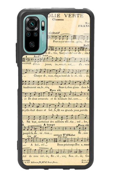Spoyi Xiaomi Redmi Note 10 - Note 10s Müzik Notaları Tasarımlı Glossy Telefon...