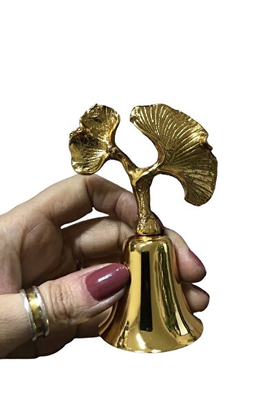 Mercan Tasarım Atölyesi Ikili Gingko Yapraklı Metal Çan Mum Söndürücü-gold(AL...