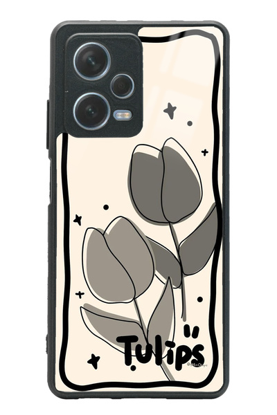 Spoyi Xiaomi Redmi Note 12 Pro 5g Tulips Tasarımlı Glossy Telefon Kılıfı