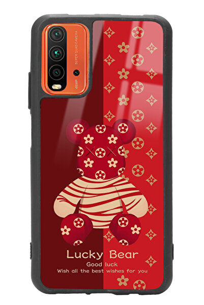Spoyi Xiaomi Redmi 9T Red Lucky Bear Tasarımlı Glossy Telefon Kılıfı