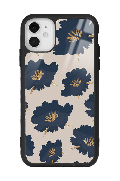 Spoyi iPhone 11 Blue Flowers Tasarımlı Glossy Telefon Kılıfı