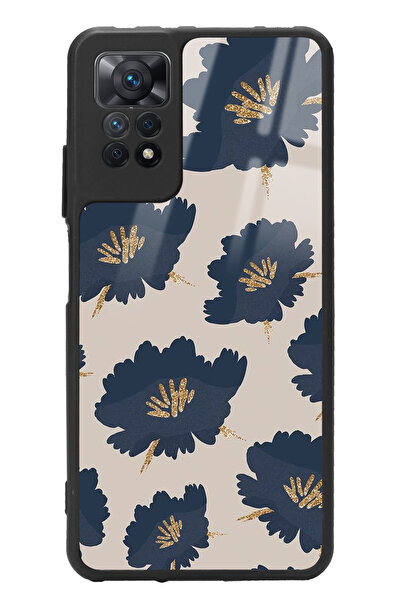 Spoyi Xiaomi Redmi Note 11 Pro Blue Flowers Tasarımlı Glossy Telefon Kılıfı