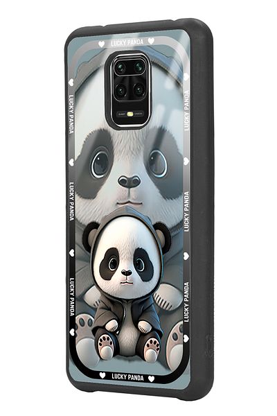 Spoyi حافظة هاتف لامعة بتصميم لاكي باندا لهاتف Xiaomi Redmi Note 9 Pro باللون الأبيض