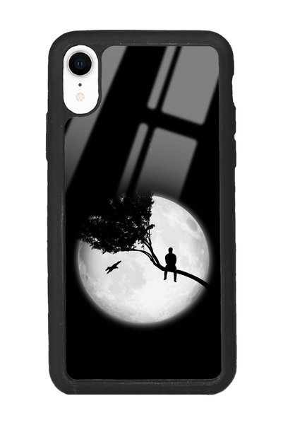 Spoyi iPhone Xr Glossy Phone Case with Looking at the Moon Design