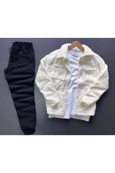 NO 601 BUTTONED PLUSH WEELSOFT JACKET + WINTER TRACKSUIT. BUTTONS ARE BLACK.