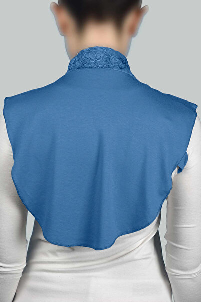 Altobeh Women's Combed Cotton Hijab Circle Collar Lace Neck Collar - Light Jeans