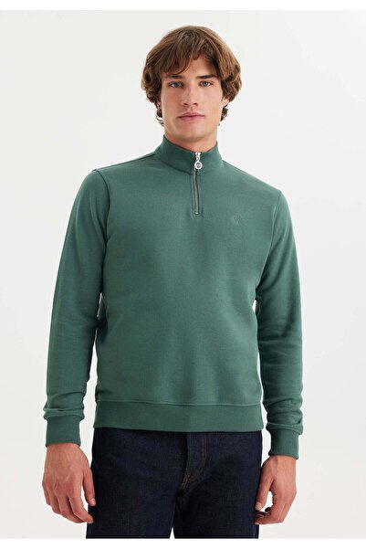 WESTMARK LONDON Zeleni pamučni muški sweatshirt sa polupatentnim zatvaračem i...