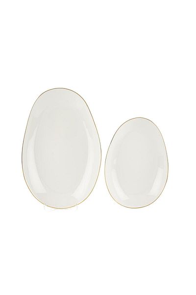 Mikasa Moor Triangular Gold Set of 2 Oval Serving Plates 34cm-27cm
