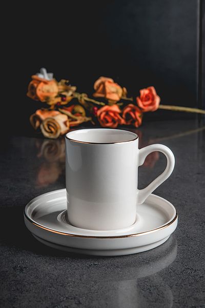 Kitchen Life 12-Piece 6-Person Gold Gilded Coffee Cup Set - Coffee Cup Set