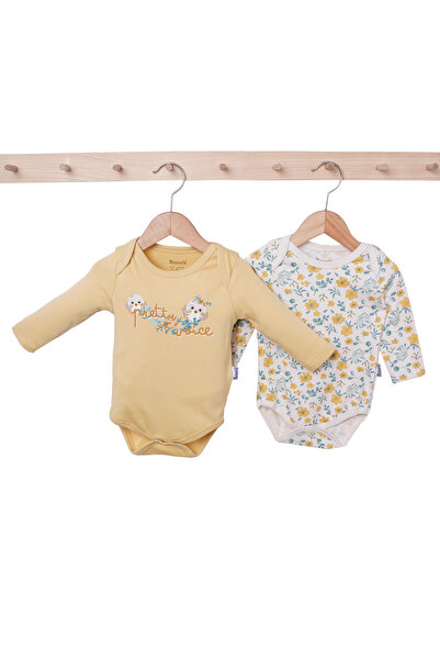 Rise Raba Baby 100% Cotton Flower Patterned Long Sleeve Snap Fastener 2-Piece...