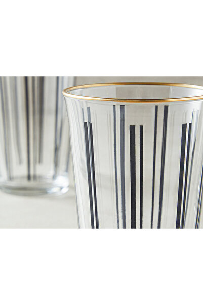 English Home Modern Lines Cam 3'lü Meşrubat Bardağı Siyah