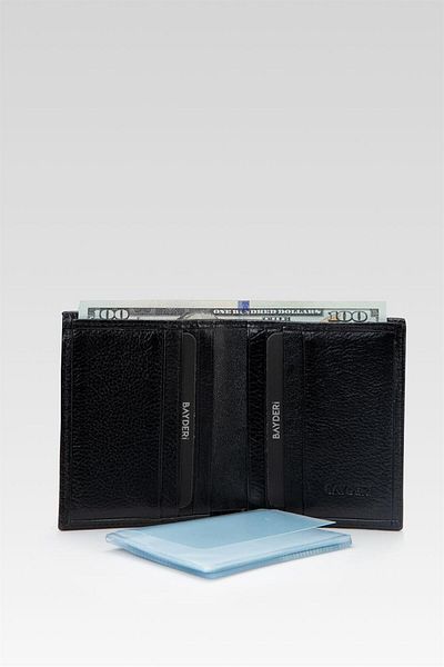 BAYDERİ West Genuine Leather Card Holder Wallet Black