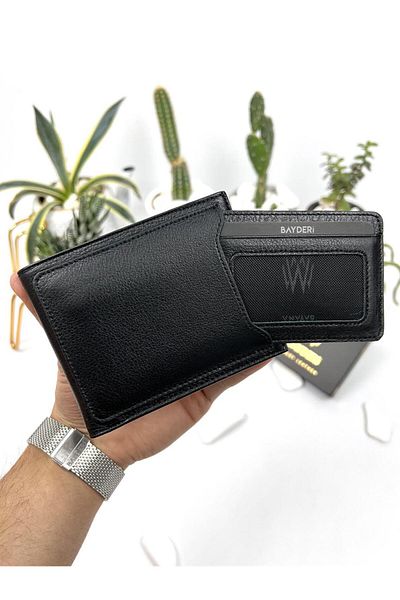 BAYDERİ Porte Genuine Leather Men's Wallet with Extra Card Holder