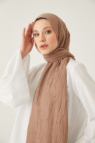 FRESCO SCARFS Γυναικείο Hijab Bamboo Kraş Shawl*MINK