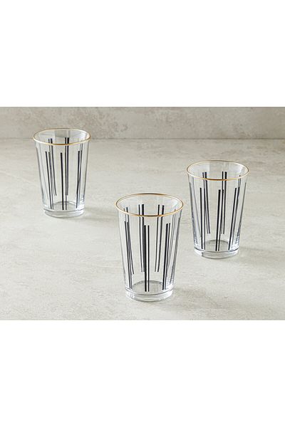 English Home Black Modern Lines 3-Piece Soft Drink Cup
