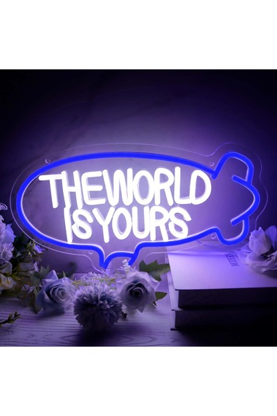 dekoraven The World İs Yours Neon Led Tabela Dekoratif Aydınlatma