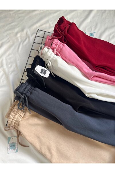 modabetce Basic 3 Thread Cotton Raised Women's Bottom Tracksuit