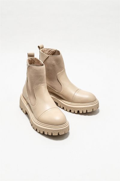 Elle Shoes Mink Leather Women's Casual Boots