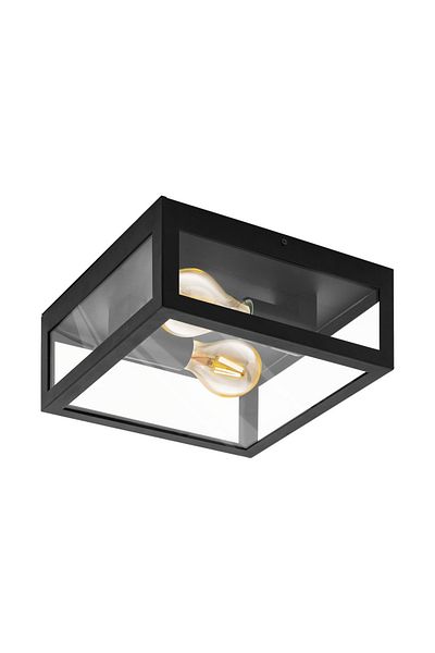Eglo 99122 Amezola Black Cast Steel - Indoor Wall/Ceiling Lighting, Ip44 E27 Max: 2X28