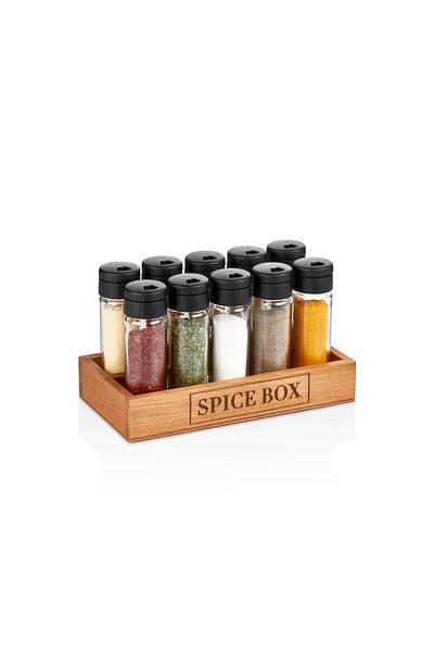 woodsy 10 Piece Spice Rack Set Spice Rack with Wooden Stand