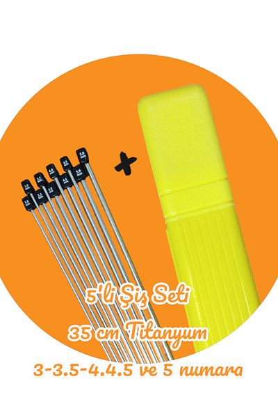 Masal Örgü Evi Sultan/yabalı Needle Box Set of 5 Titanium Knitting Needles 35 Cm 3-3,5-4-4,5-5 Number